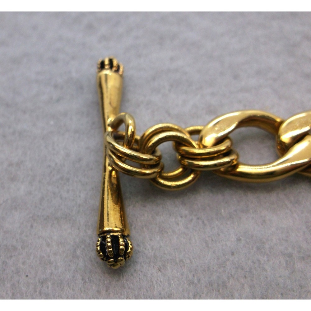 Vtg Juicy Couture Gold Tone Puffy Heart & J Charm Starter Toggle Bracelet Y2K - Picture 6 of 7
